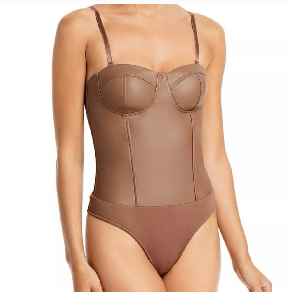 AQUA faux leather bustier bodysuit. Perfect condition. Great for fall! XS